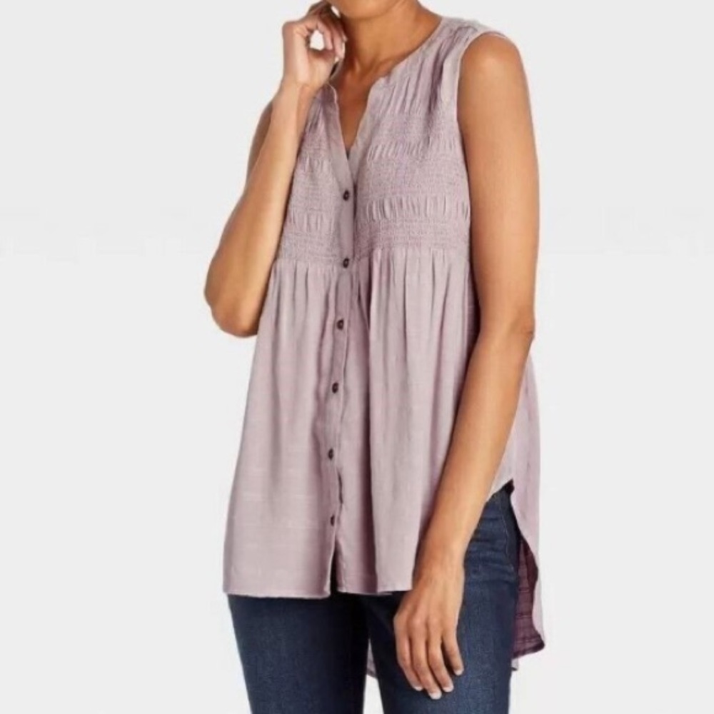 KNOX ROSE SLEEVELESS LILAC/LAVANDER TOP BLOUSE SIZE M